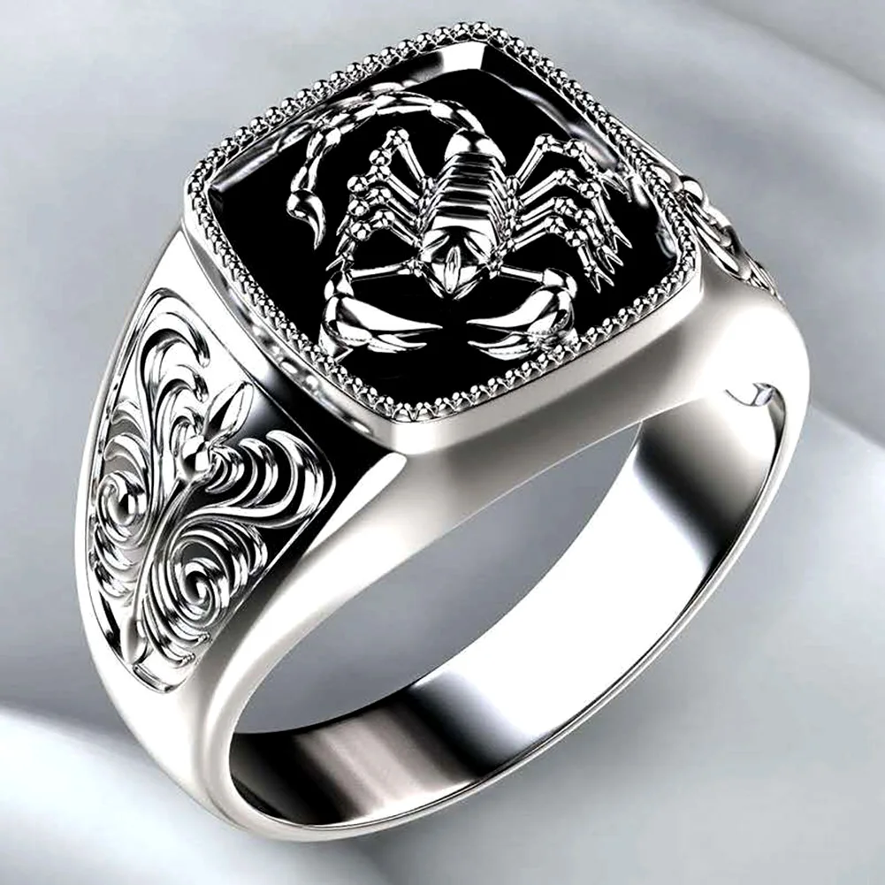 Men Scorpion Engraved Alloy Wide Finger Ring Birthday Club Party Jewelry Gift Finger Ring Men inger Ring Jewelry Gift Finger Rin