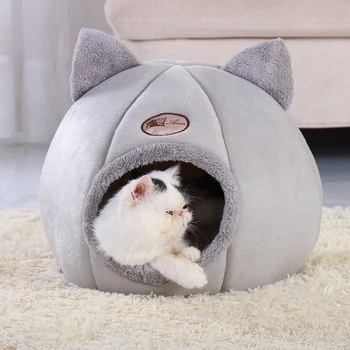 

Removable Cat Bed Warm Pet Cat House Cave Winter Puppy Kitten Dog Cushion Mat Small Dogs Cats House Kennel Nest Indoor Cama Gato