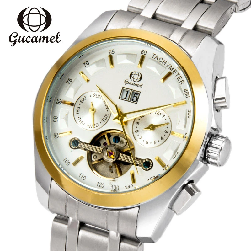GUCAMEL Brand Automatic Self-Wind Mens Watch Mechanical Tourbillon Stainless Steel Waterproof Watches Business Dress Male Clock
GUCAMEL Brand Automatic Self-Wind Mens Watch Mechanical Tourbillon Stainless Steel Waterproof Watches Business Dress Male Clock