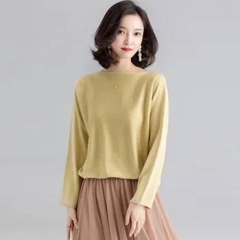 2019 Autumn and winter new arrival slash neck knitted bottoming shirt long-sleeved loose pullover sweater women F0530
2019 Autumn and winter new arrival slash neck knitted bottoming shirt long-sleeved loose pullover sweater women F0530
