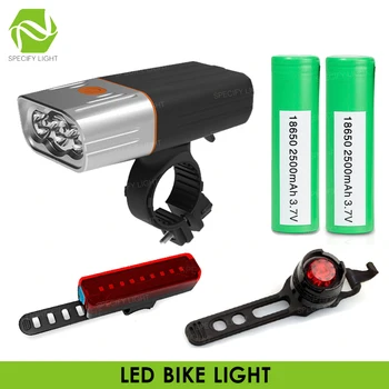 Waterproof Bike Light T6 L2 LED Bicycle Light Dual 18650 Battery 2600mAh 3 Mode Riding Headlight with Tail Light USB Charging 
Waterproof Bike Light T6 L2 LED Bicycle Light Dual 18650 Battery 2600mAh 3 Mode Riding Headlight with Tail Light USB Charging