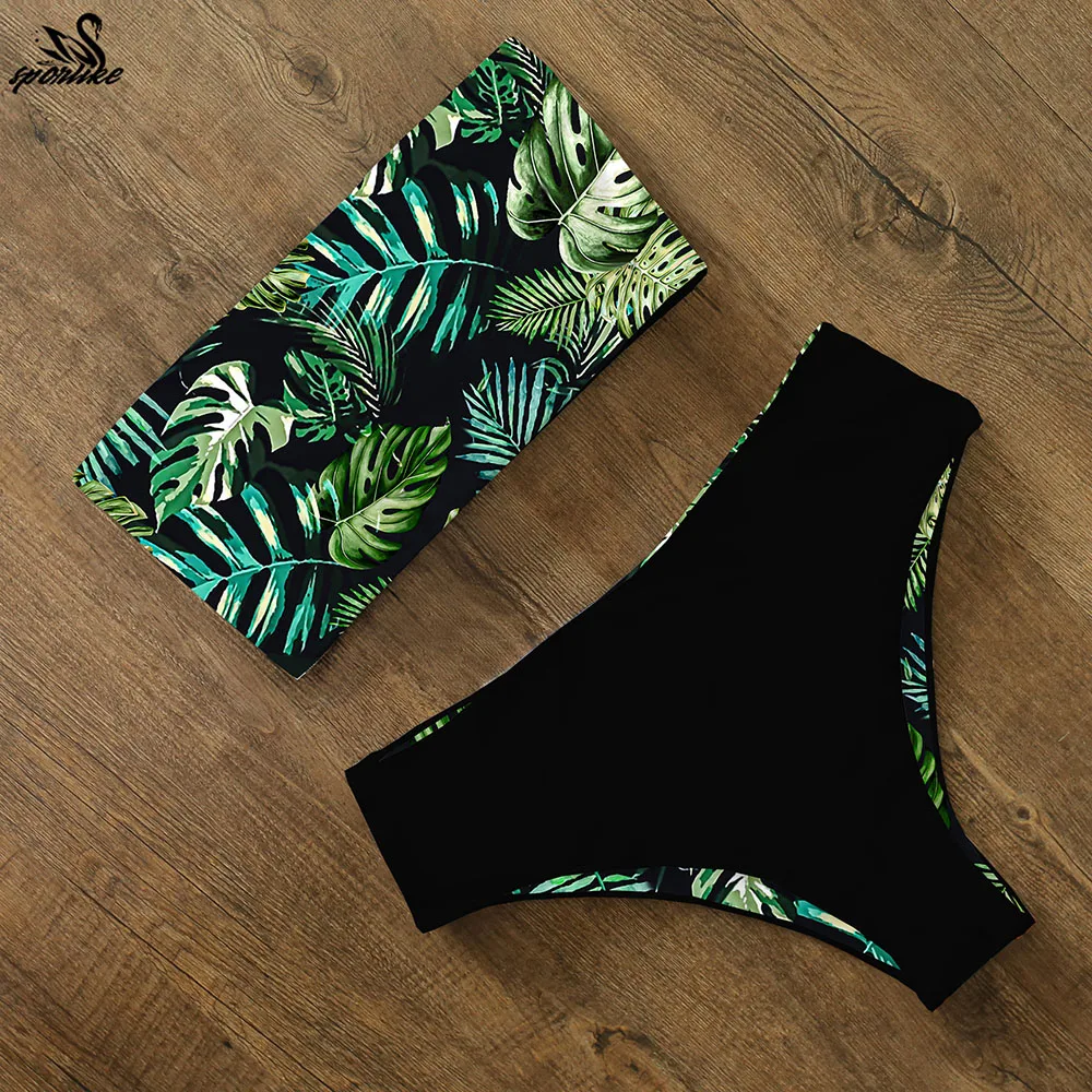 Bikini estampado de cintura alta para mujer, traje de baño de banda cruzado en la espalda, ropa de playa, 2024 Bikini estampado de cintura alta para mujer, traje de baño de banda cruzado en la espalda, ropa de playa, 2024