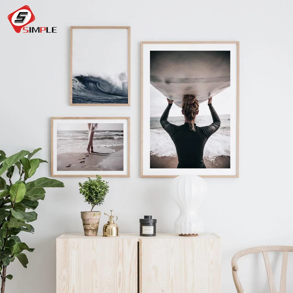 Nordic Style Beach Wall Art Surfer Ocean Canvas Painting Gir footstep Posters and Prints Decorations for Livingroom Home Decor
Nordic Style Beach Wall Art Surfer Ocean Canvas Painting Gir footstep Posters and Prints Decorations for Livingroom Home Decor