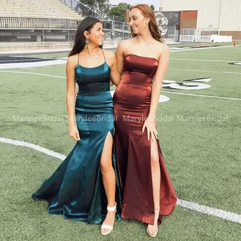 2020 New Mermaid Long Prom Dress Dark Red vestido de festa Sexy High Slit Stretch Satin Cheap Formal Party Dress Prom Gowns 
2020 New Mermaid Long Prom Dress Dark Red vestido de festa Sexy High Slit Stretch Satin Cheap Formal Party Dress Prom Gowns
