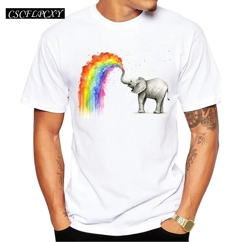 2019 Baby Elephant Spraying Rainbow Men T-Shirt Hipster Short Sleeve T Shirt Rainbow Elephant Printed Tee O-Neck Casual Tops
2019 Baby Elephant Spraying Rainbow Men T-Shirt Hipster Short Sleeve T Shirt Rainbow Elephant Printed Tee O-Neck Casual Tops