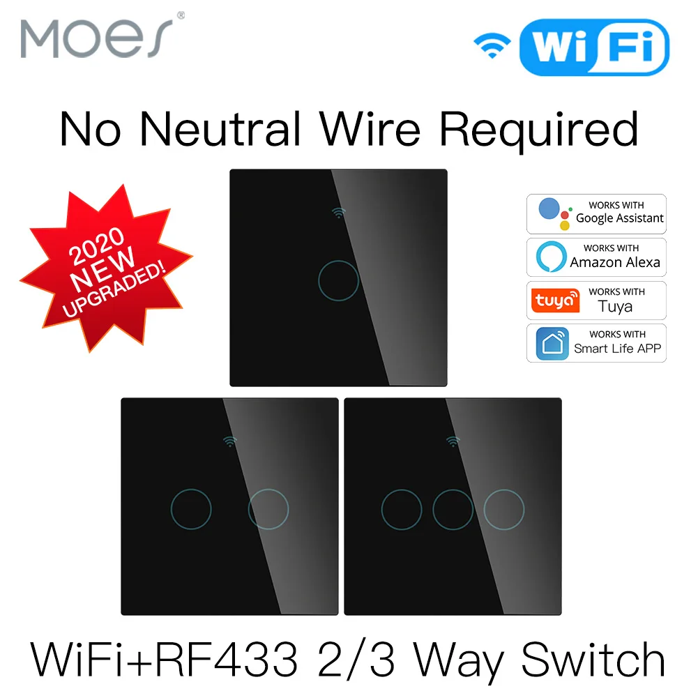 NEW WiFi Smart Light Switch RF433 No Neutral Wire Single Fire Smart Life Tuya App Control Works with Alexa Google Home 220V EU
NEW WiFi Smart Light Switch RF433 No Neutral Wire Single Fire Smart Life Tuya App Control Works with Alexa Google Home 220V EU