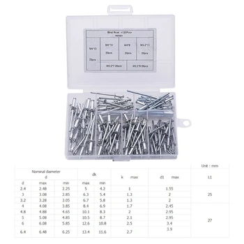 120Pcs/set M3.2*7/9/11 M4*8/10/13 GB12618 Aluminium Blind Rivets Nail Decoration Pop Rivets For Furniture Assortment Kit Whosale
120Pcs/set M3.2*7/9/11 M4*8/10/13 GB12618 Aluminium Blind Rivets Nail Decoration Pop Rivets For Furniture Assortment Kit Whosale