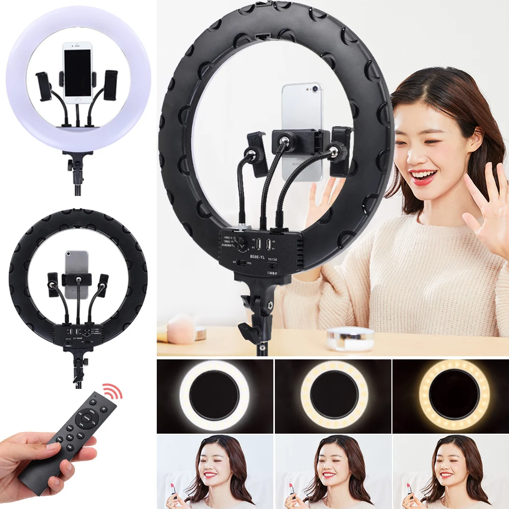 ChicSoleil LED Ring Light Dimmable Selfie Ring Lamp Photographic Lighting With Tripod Phone Holder USB Photo Studio
ChicSoleil LED Ring Light Dimmable Selfie Ring Lamp Photographic Lighting With Tripod Phone Holder USB Photo Studio