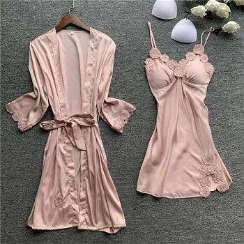 Sexy Women's Robe & Gown Sets Lace Bathrobe Night Dress 2 Pieces Sleepwear Womens Sleep Set Silk Robe Femme Lingerie
Sexy Women's Robe & Gown Sets Lace Bathrobe Night Dress 2 Pieces Sleepwear Womens Sleep Set Silk Robe Femme Lingerie