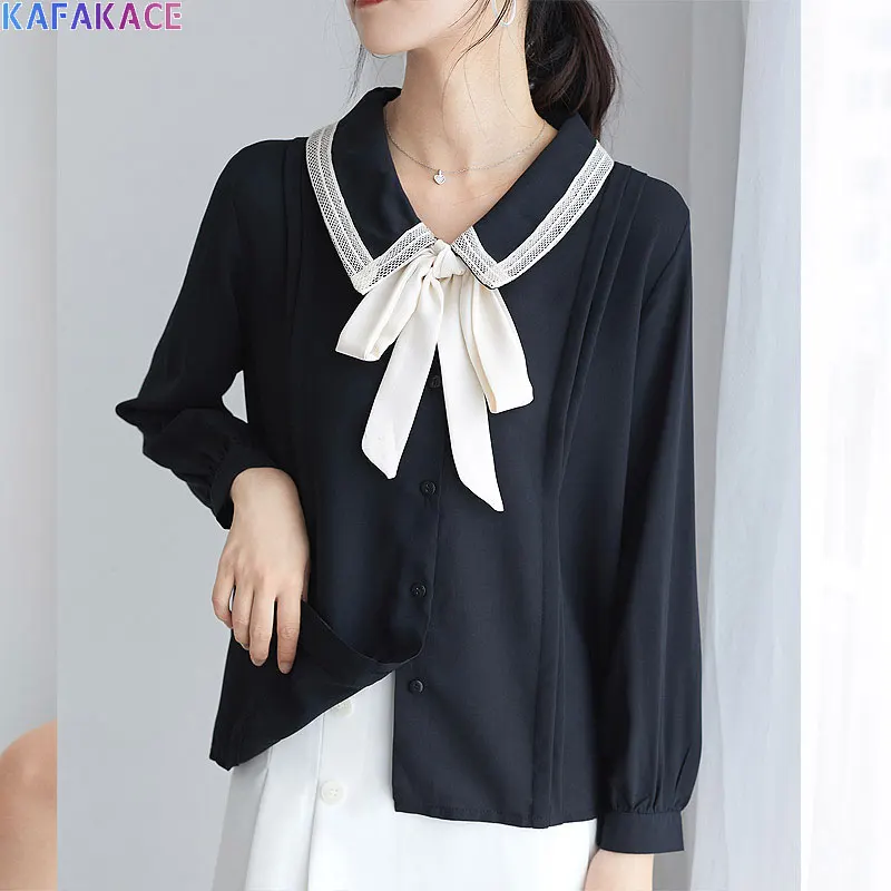 KAFAKACE Women Chiffon Blouse Solid With Bowknot Tie Ladies Young White Lace Basic Style Design Casual Fashion Blouse Shirts
KAFAKACE Women Chiffon Blouse Solid With Bowknot Tie Ladies Young White Lace Basic Style Design Casual Fashion Blouse Shirts