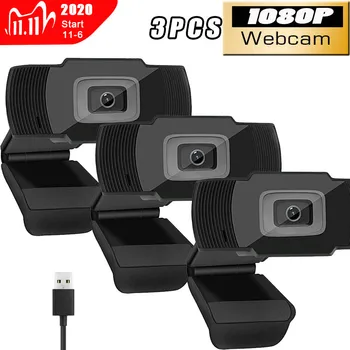 3Pcs Webcam 1080P / 720p Computer Camera Built-in Microphone USB Plug and Play For Onlin Conference, Meeting, Teach
3Pcs Webcam 1080P / 720p Computer Camera Built-in Microphone USB Plug and Play For Onlin Conference, Meeting, Teach