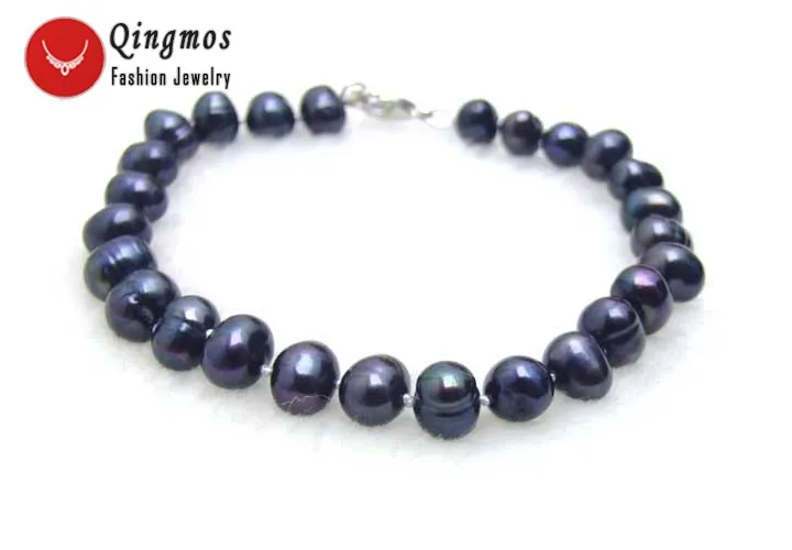 Qingmos Fashion 7-8mm Round Natural Freshwater Black Pearl Bracelet for Women Jewelry Bracelets 7.5" Bracelets
Qingmos Fashion 7-8mm Round Natural Freshwater Black Pearl Bracelet for Women Jewelry Bracelets 7.5" Bracelets