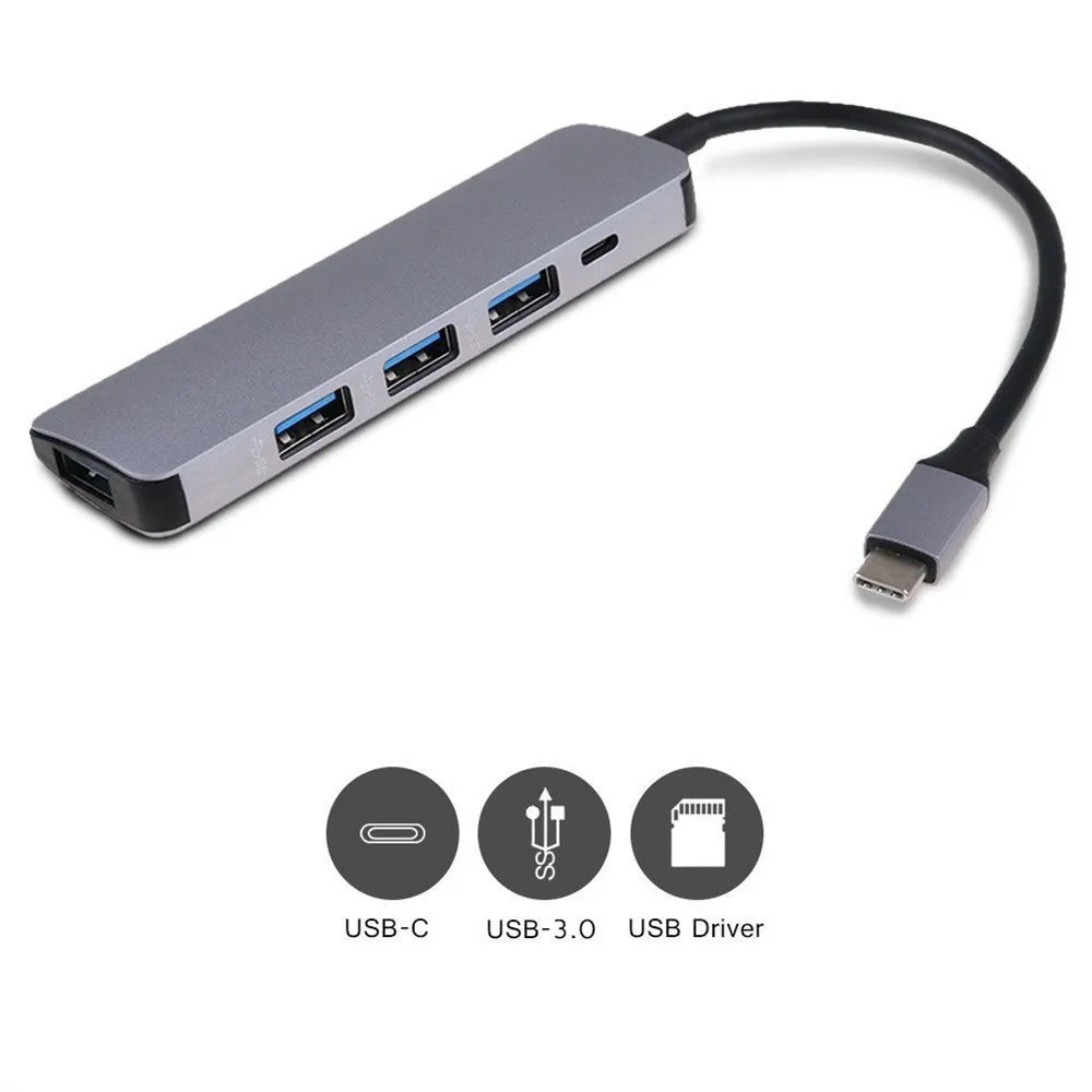 Высокоскоростной USB-концентратор C USB 3 1 на 4 порта 0 Кардридеры SD/TF для