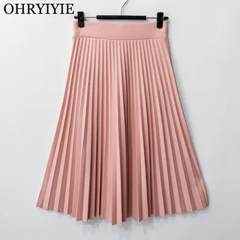 OHRYIYIE Pink/Gray PU Pleated Skirts Women 2019 Autumn Winter Slim High Waist Skirt Female Casual Midi Skirt Jupe Longue Femme
OHRYIYIE Pink/Gray PU Pleated Skirts Women 2019 Autumn Winter Slim High Waist Skirt Female Casual Midi Skirt Jupe Longue Femme