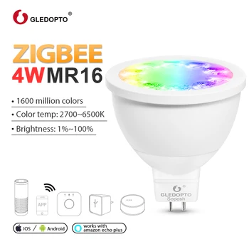 

zigbee Voice control RGBW 4W MR16 smart LED bulb DC12V LED RGB+CCT spotlight color and white LED lamp work with echo plus hub