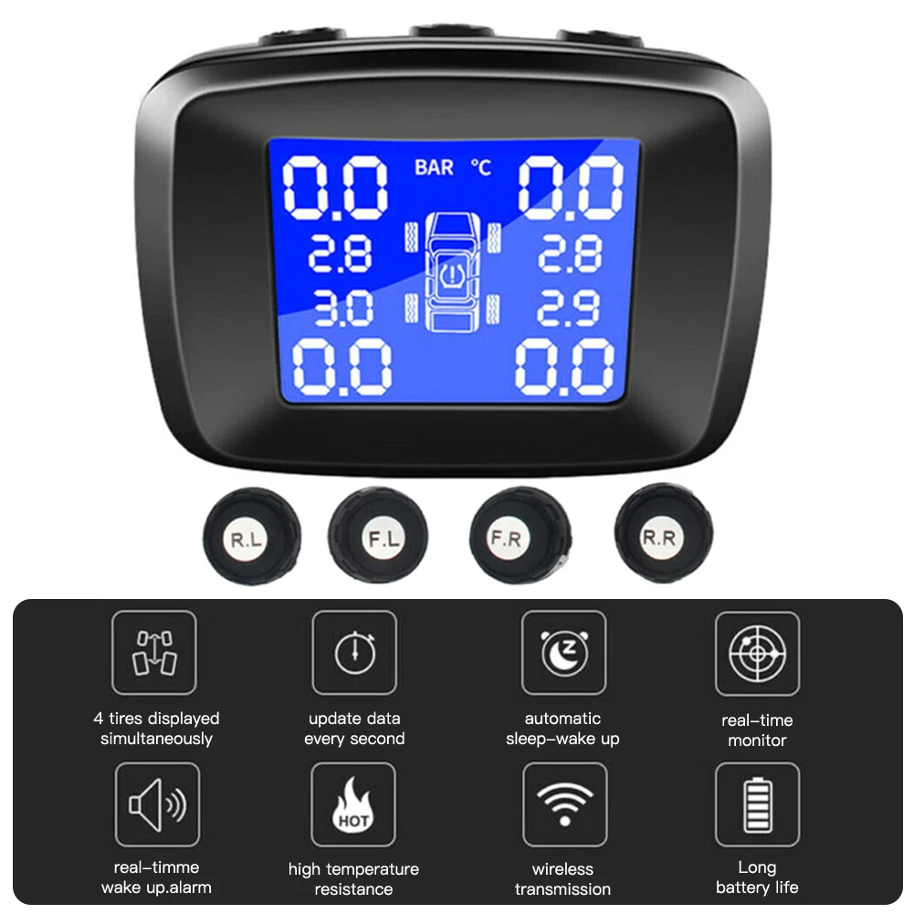 Car TPMS Wireless Tire Pressure Sensor Monitoring System Monitor LCD +4 External Sensors Kit Auto Tyre Pressure Sensor
Car TPMS Wireless Tire Pressure Sensor Monitoring System Monitor LCD +4 External Sensors Kit Auto Tyre Pressure Sensor