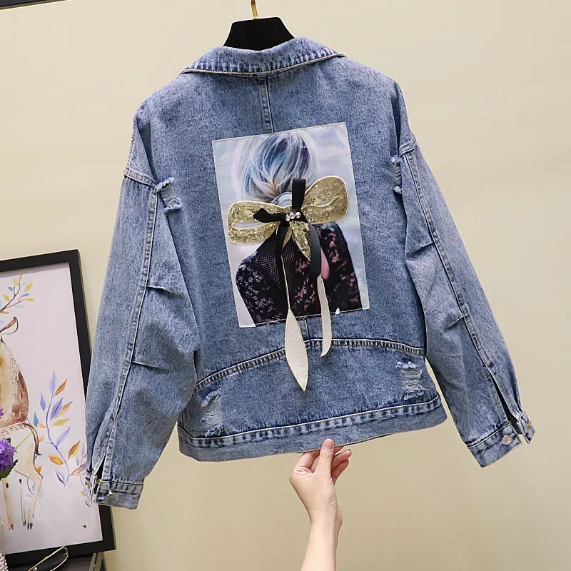 Spring Autumn Short Denim Jacket Women New Korean Loose Hole Three-dimensional Butterfly Knot Denim Coat Student Jean Shirts Top
Spring Autumn Short Denim Jacket Women New Korean Loose Hole Three-dimensional Butterfly Knot Denim Coat Student Jean Shirts Top