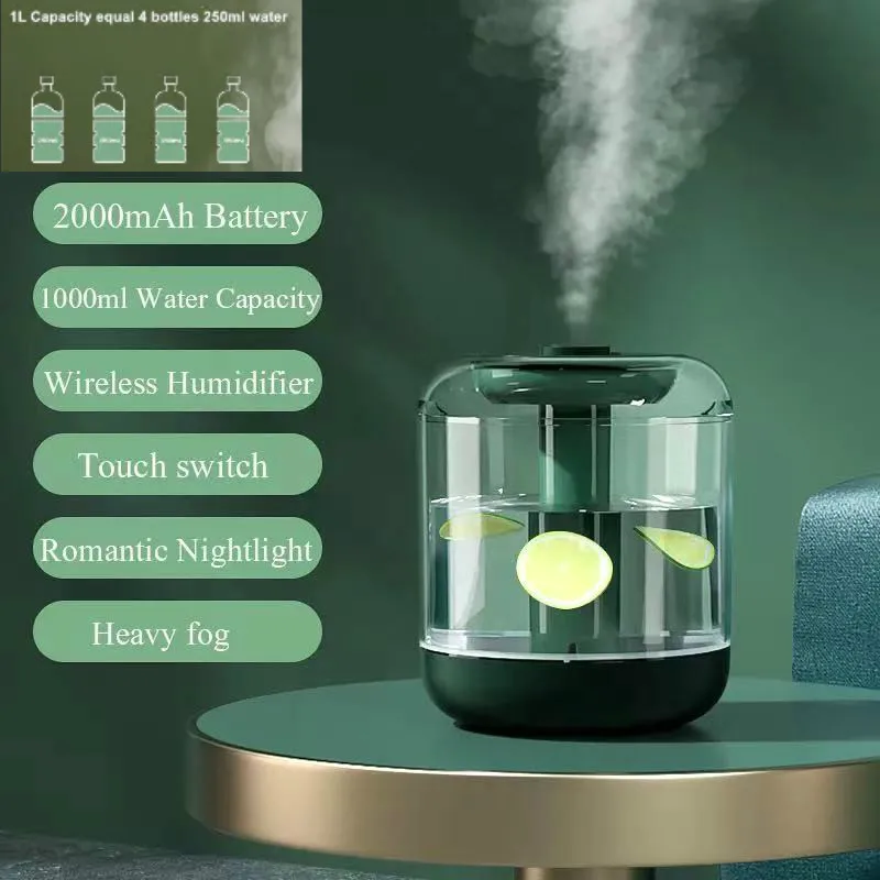 1L Cordless Portable Humidifier Ultrasonic Cool Mist Maker Rechargeable Battery USB Water Diffuser LED Light Fruit Humidifier
1L Cordless Portable Humidifier Ultrasonic Cool Mist Maker Rechargeable Battery USB Water Diffuser LED Light Fruit Humidifier