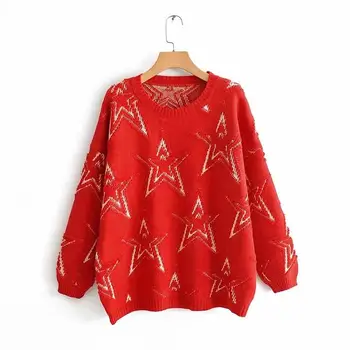 2019 Winter Women Casual Long Sleeve Sweaters Pullovers Loose Star Pattern Sweater O-Neck Oversized 4 Color Female Jumpers
2019 Winter Women Casual Long Sleeve Sweaters Pullovers Loose Star Pattern Sweater O-Neck Oversized 4 Color Female Jumpers