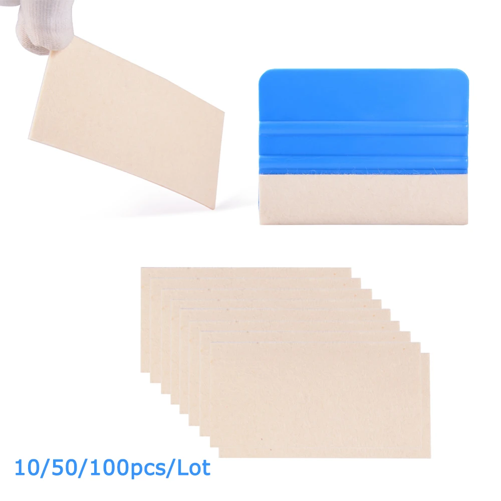 

EHDIS 10/50pcs Spare Felt Wool Cloth for 10cm Scraper Carbon Vinyl Wrapping Film Squeegee Waterproof Protector Tinting Car Tools