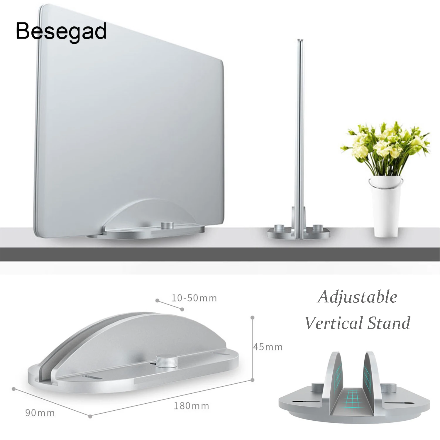Besegad Aluminum Alloy Adjustable Vertical Laptop Stand Bracket Desktop Base Dock Holder for Apple MacBook Air Pro Notebook
Besegad Aluminum Alloy Adjustable Vertical Laptop Stand Bracket Desktop Base Dock Holder for Apple MacBook Air Pro Notebook
