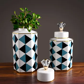 American Luxury Ceramic Storage Tank with Crystal Lid Simple Living Room Study Large Vase Decoration Home Decoration Accessories
American Luxury Ceramic Storage Tank with Crystal Lid Simple Living Room Study Large Vase Decoration Home Decoration Accessories
