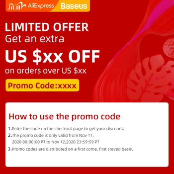 Baseus GlOBAL SHOPPING FESTIVAL Promo Code For TOP SAVINGS on 11th-12th Nov. 2020
Baseus GlOBAL SHOPPING FESTIVAL Promo Code For TOP SAVINGS on 11th-12th Nov. 2020