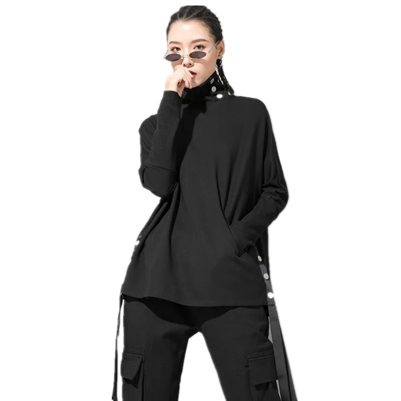 2020 Spring Autumn Irregular Skinny Ribbon Turtleneck Loose Back Fashion T Shirt Long Sleeve Woman Tees Female Highstreet Tops
2020 Spring Autumn Irregular Skinny Ribbon Turtleneck Loose Back Fashion T Shirt Long Sleeve Woman Tees Female Highstreet Tops