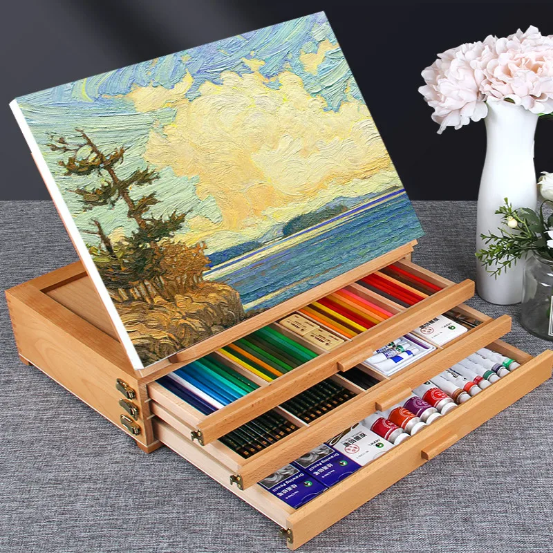 Artist Wooden Easel for Painting with Drawer Table Box Portable Desktop Mesa De Dibujo Suitcase Drawing Hardware Art Supplies
Artist Wooden Easel for Painting with Drawer Table Box Portable Desktop Mesa De Dibujo Suitcase Drawing Hardware Art Supplies