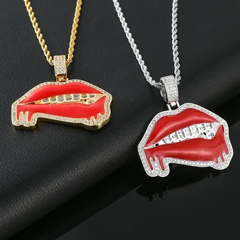 New Red Lips Dripping Pendant With Baguette Paved Gold Color High Quality Iced Out Cubic Zirconia Hip Hop Jewelry For Women Gift
New Red Lips Dripping Pendant With Baguette Paved Gold Color High Quality Iced Out Cubic Zirconia Hip Hop Jewelry For Women Gift