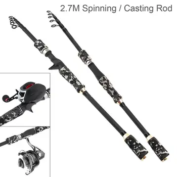 2.7m Carbon Fiber Lure Fishing Rod Spinning Casting Rod 7 Section Telescopic Ultra Light Travel Fishing Pole Lure Tackle
2.7m Carbon Fiber Lure Fishing Rod Spinning Casting Rod 7 Section Telescopic Ultra Light Travel Fishing Pole Lure Tackle