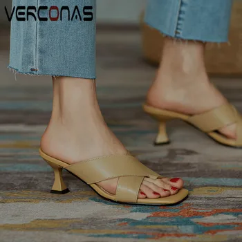 VERCONAS 2020 Fashion Elegant Woman Sandals Women Pumps Woman Slippers Genuine Leather Summer Square Toe Thin Heeled Shoes Woman
VERCONAS 2020 Fashion Elegant Woman Sandals Women Pumps Woman Slippers Genuine Leather Summer Square Toe Thin Heeled Shoes Woman