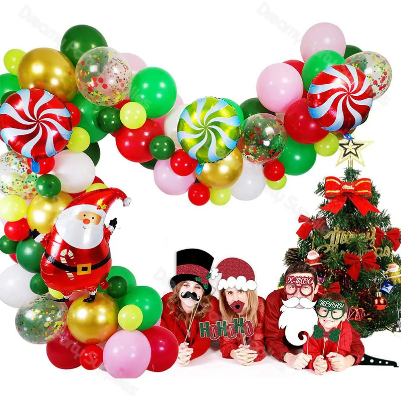 94pcs Christmas Party Theme Santa Balloon Arch Kit Green Red Windmill Balloon Chain Set Party Decoration Sequin Balloon Package
94pcs Christmas Party Theme Santa Balloon Arch Kit Green Red Windmill Balloon Chain Set Party Decoration Sequin Balloon Package