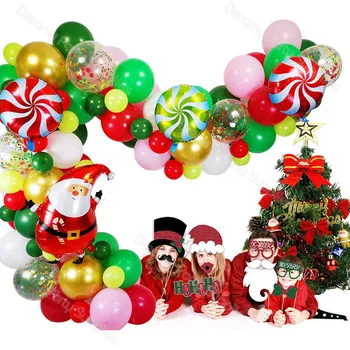 94pcs Christmas Party Theme Santa Balloon Arch Kit Green Red Windmill Balloon Chain Set Party Decoration Sequin Balloon Package
94pcs Christmas Party Theme Santa Balloon Arch Kit Green Red Windmill Balloon Chain Set Party Decoration Sequin Balloon Package