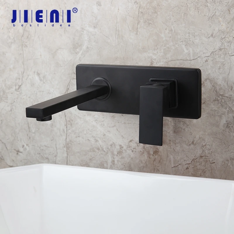 Роскошный настенный кран JIENI с черной росписью смеситель для раковины в ванной