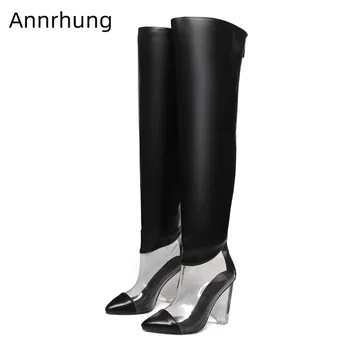 New Autumn Boots Women Clear Spike Heel Over The Knee Boots Transparent PVC Patchwork Catwalk Botas Sexy Long Women Boots
New Autumn Boots Women Clear Spike Heel Over The Knee Boots Transparent PVC Patchwork Catwalk Botas Sexy Long Women Boots