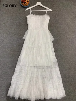Top Quality New White Bride Beach Long Dress 2020 Summer Luxury Ladies Spaghetti Strap Cascading Ruffle Lace Long Maxi Dress 
Top Quality New White Bride Beach Long Dress 2020 Summer Luxury Ladies Spaghetti Strap Cascading Ruffle Lace Long Maxi Dress