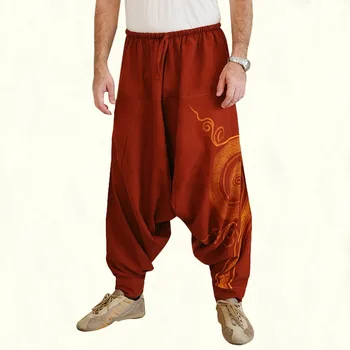 

Autumn New Fashion Men Casual Loose Baggy Pants Male Drop Crotch Aladdin Ali Baba Yoga Wide Leg Harem Trousers Outfits Plus Size