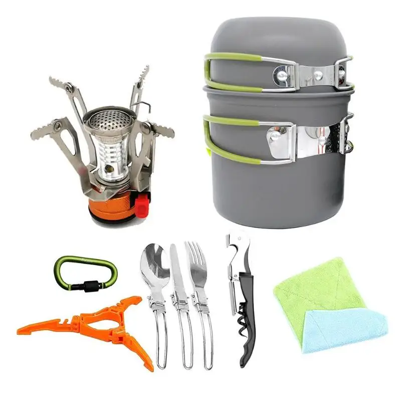 Outdoor Camping Hiking Tableware Aluminium Alloy Cookware Utensils Cooking Picnic Traveling Bowl Pot Pan Set for 1-2 Person
Outdoor Camping Hiking Tableware Aluminium Alloy Cookware Utensils Cooking Picnic Traveling Bowl Pot Pan Set for 1-2 Person