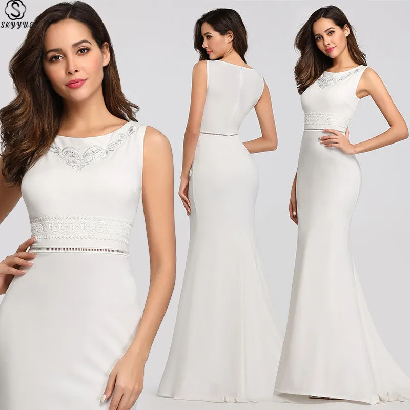 Skyyue O-neck Sleeveless Floor Length Evening Dress Women Party Dresses 2019 Embroidery Robe De Soiree Formal Evening Gowns C483 
Skyyue O-neck Sleeveless Floor Length Evening Dress Women Party Dresses 2019 Embroidery Robe De Soiree Formal Evening Gowns C483