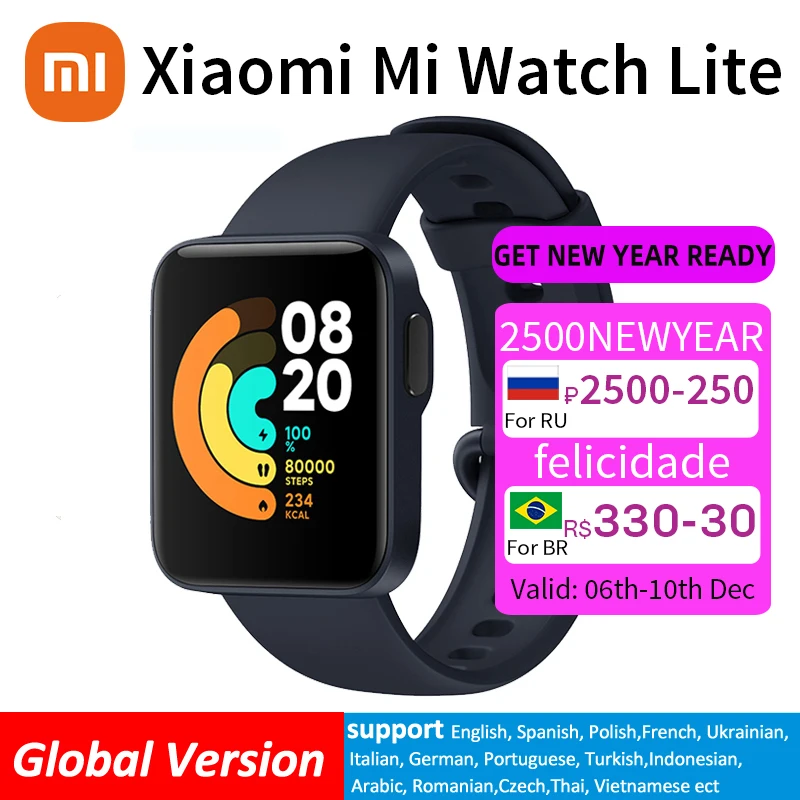 Оригинальные умные часы Xiaomi Mi Lite GPS дисплей 1 4 дюйма фитнес-трекер Bluetooth