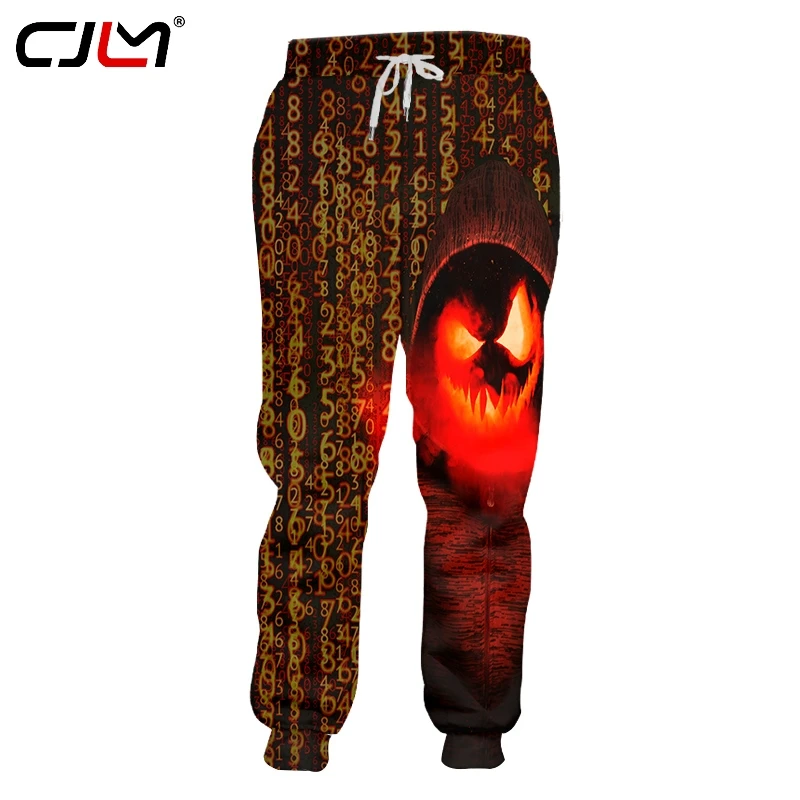 

CJLM New Fashion Men/women Casual Full Length Pants Harajuku Halloween Scary pumpkin 3D Printed Joggers Hip Hop Sweatpants 5XL