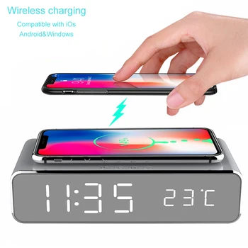 3 in1 LED Electric Alarm Clock Wireless Charger Phone Charging Pad Digital Thermometer Clock HD Clock Mirror With Time Memory ZZ
3 in1 LED Electric Alarm Clock Wireless Charger Phone Charging Pad Digital Thermometer Clock HD Clock Mirror With Time Memory ZZ