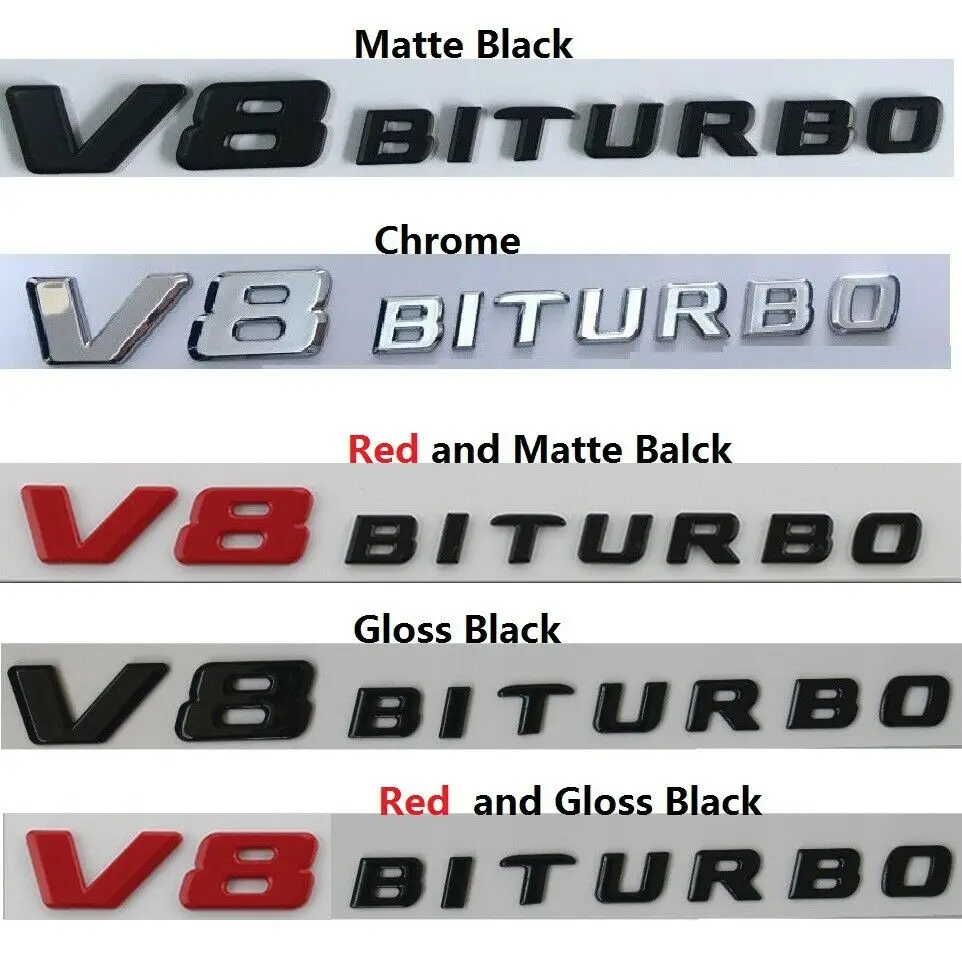 Плоские буквы крыло 2 x для V8 BITURBO эмблемы наклейки Mercedes AMG | Автомобили и мотоциклы
