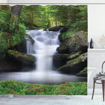 Waterfall Shower Curtain, Dream Like Image of Waterfall with Trees and Flowers in Forest Mother Nature, Cloth Fabric Bathroom
Waterfall Shower Curtain, Dream Like Image of Waterfall with Trees and Flowers in Forest Mother Nature, Cloth Fabric Bathroom