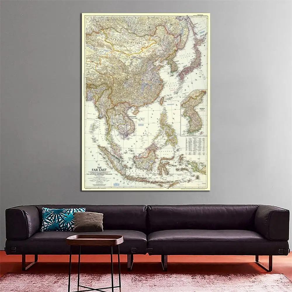A2 Size Unframed Wall Painting The Far East Map 1952 Edition HD Fine Canvas Wall Map For Living Room Decoration
A2 Size Unframed Wall Painting The Far East Map 1952 Edition HD Fine Canvas Wall Map For Living Room Decoration