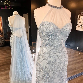 Elegant Dresses Woman Evening Ceremony 2020 Mermaid Long Light Blue Lace with Shawl Prom Gowns Party Formal Walk Beside You
Elegant Dresses Woman Evening Ceremony 2020 Mermaid Long Light Blue Lace with Shawl Prom Gowns Party Formal Walk Beside You