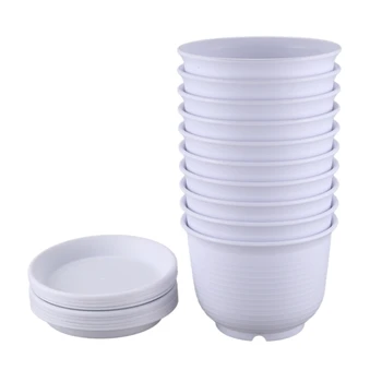 18.4cm Plastic Planter Pots with Saucer, Seeding Nursery Planter Pot with Drainage Hole for Flowers Herbs Indoor 10Pcs
18.4cm Plastic Planter Pots with Saucer, Seeding Nursery Planter Pot with Drainage Hole for Flowers Herbs Indoor 10Pcs
