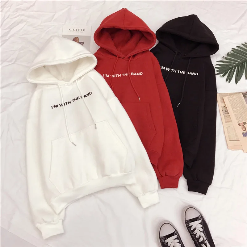 Plus Velvet Warm Soft Letter Printed Hoodies Women Thicker Simple All-match Pockets Leisure Pullovers Womens Trendy Sweatshirts
Plus Velvet Warm Soft Letter Printed Hoodies Women Thicker Simple All-match Pockets Leisure Pullovers Womens Trendy Sweatshirts