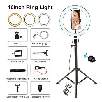 10 Inch LED Selfie Ring Light With Stand Photography Lighting Youtube Live Video Light Bluetooth Selfie Makeup Round Ring Lamp
10 Inch LED Selfie Ring Light With Stand Photography Lighting Youtube Live Video Light Bluetooth Selfie Makeup Round Ring Lamp